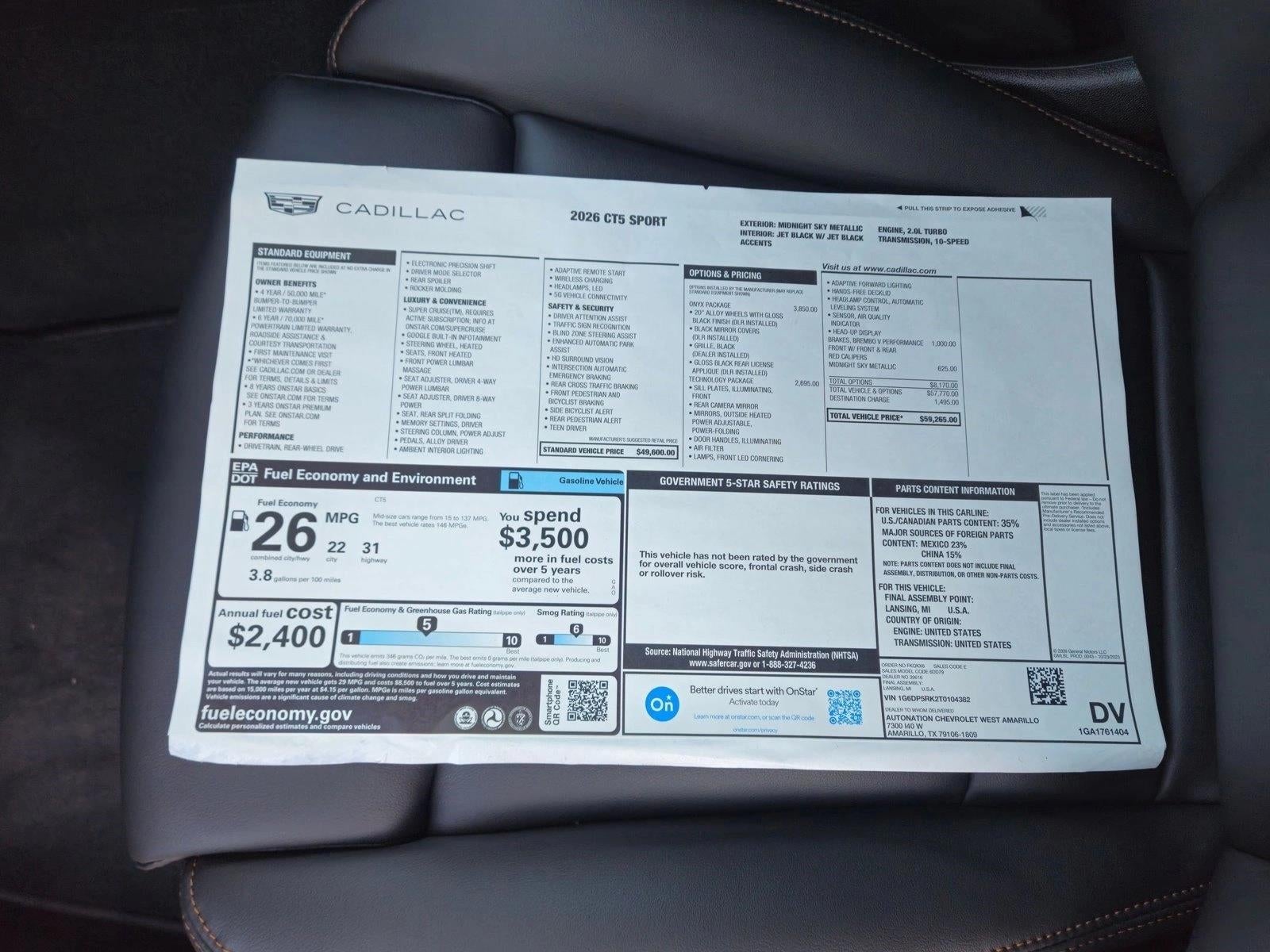 2026 Cadillac CT5 Sport