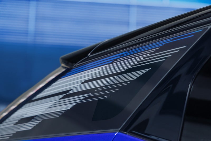 Close-up of the Modern Pattern on the 2026 OPTIQ-V Rear Quarter Glass | AutoNation Cadillac West Amarillo in AMARILLO TX