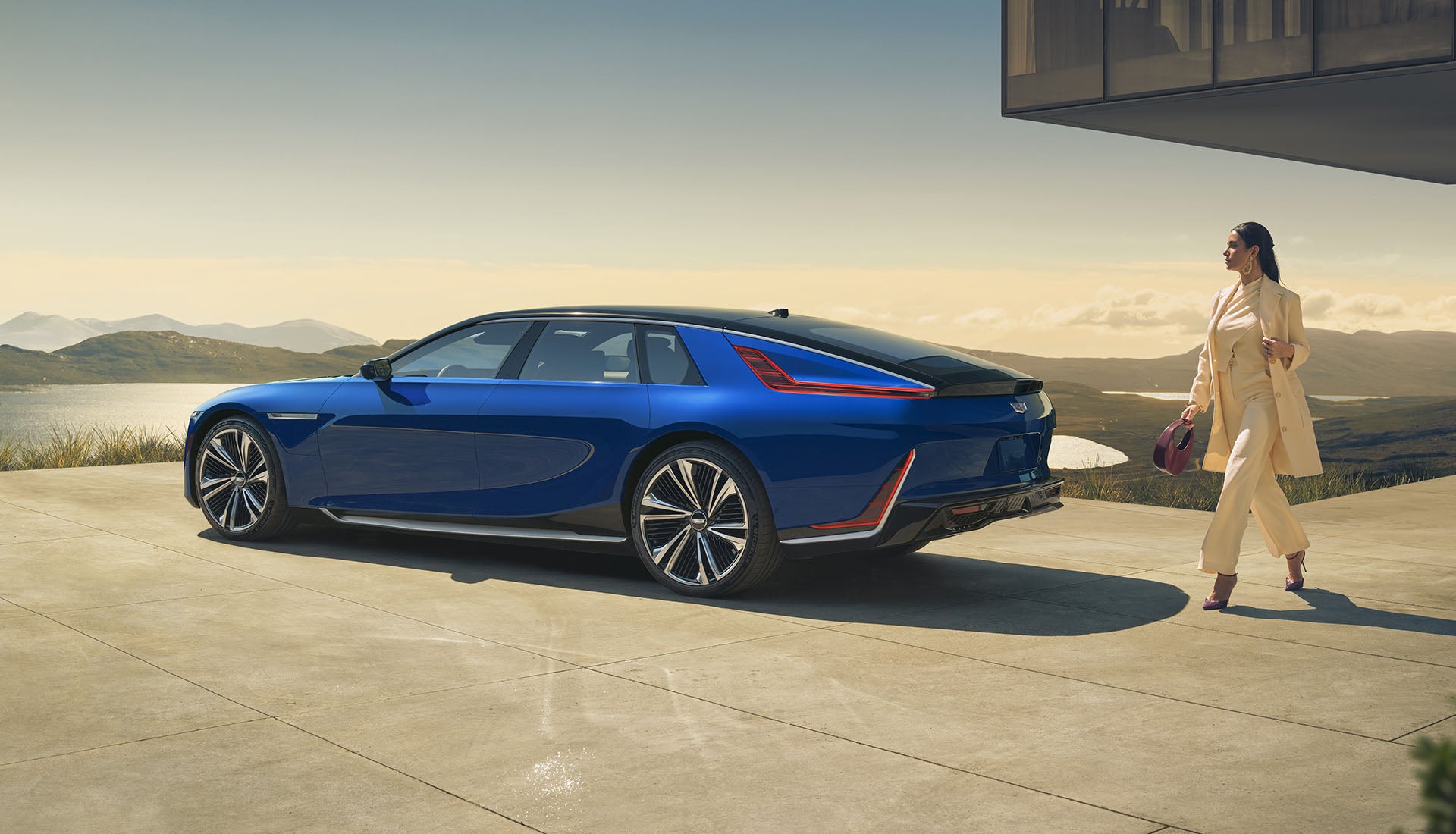 Interior view of a Chevy electric SUV with digital displays.
